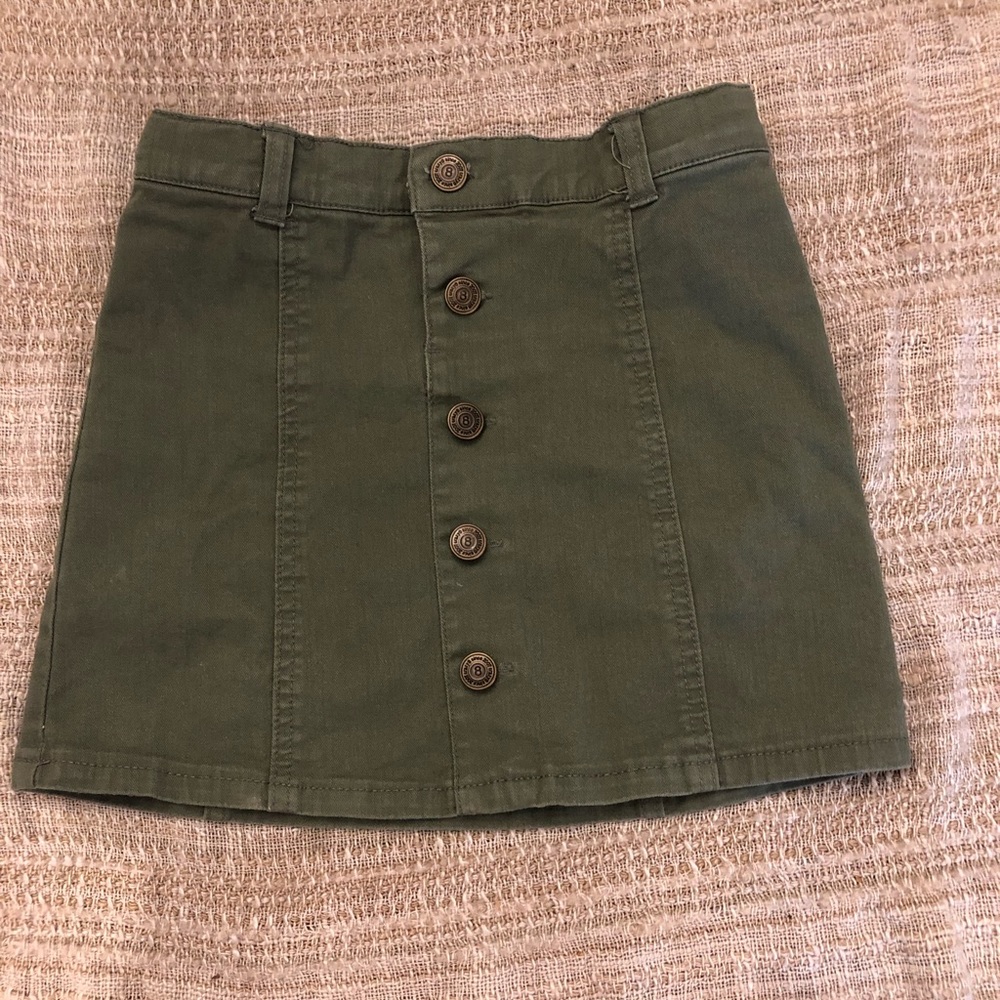 Green button up skirt